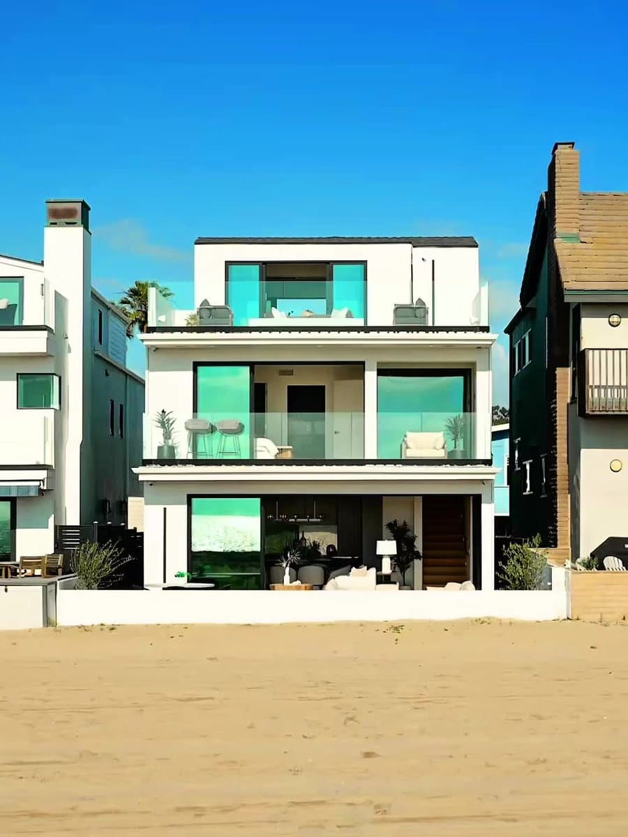 Beachfront home exterior, opening frame of the walkthrough reel