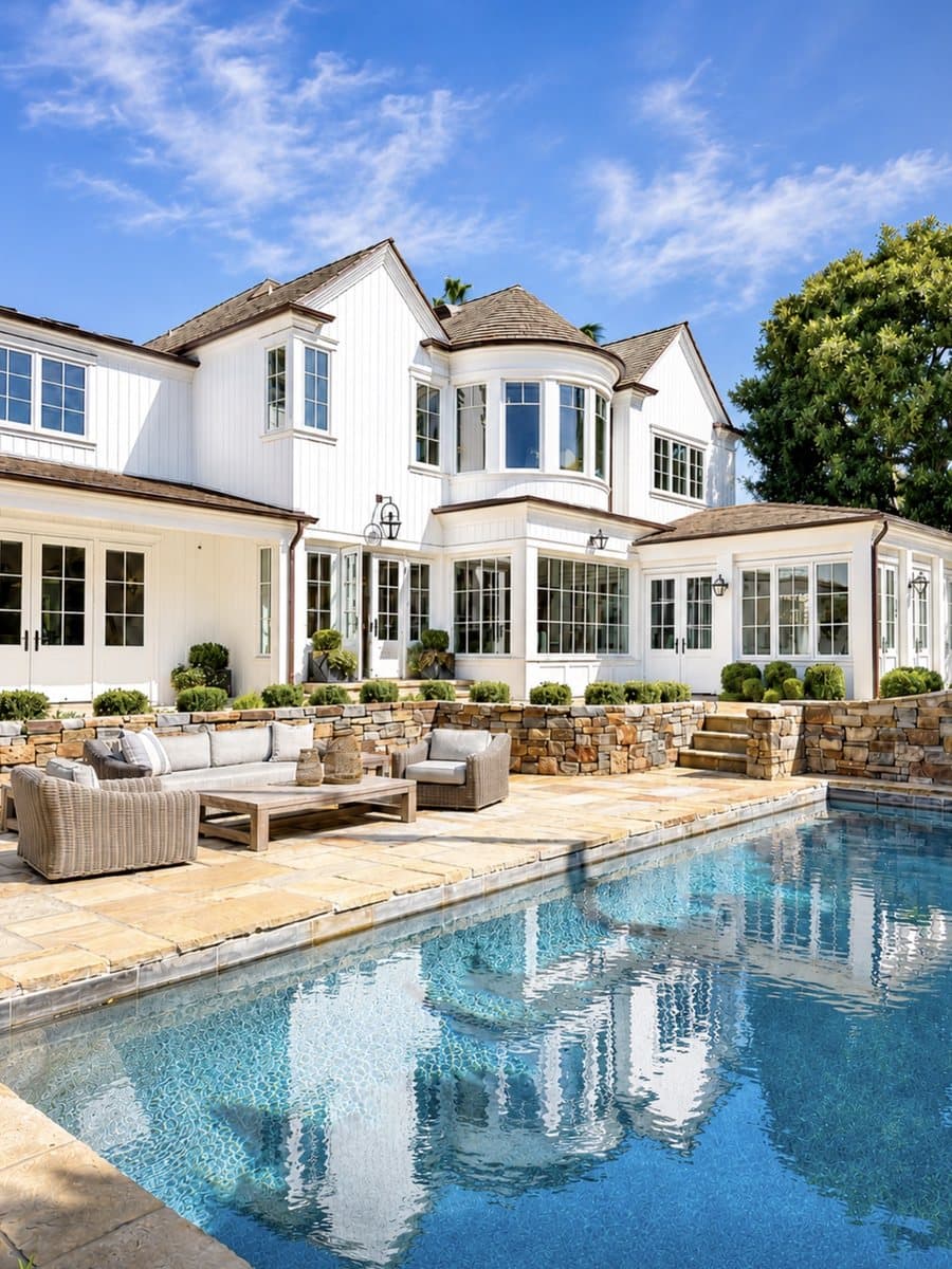 Newport Beach home with pool and outdoor living area